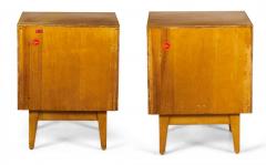 Pair of Jens Risom American Mid Century Blond Oak Bedside Table Commodes - 4634062