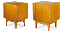 Pair of Jens Risom American Mid Century Blond Oak Bedside Table Commodes - 4634064