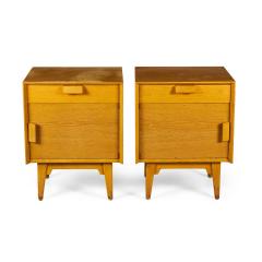 Pair of Jens Risom American Mid Century Blond Oak Bedside Table Commodes - 4683238