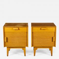 Pair of Jens Risom American Mid Century Blond Oak Bedside Table Commodes - 4683247