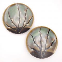Pair of Karatsu Stoneware Dinner Plates Japan circa 1920 - 3290679