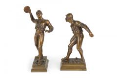 Pair of L Guillemin Bronze Sports Figures - 4657780