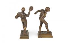 Pair of L Guillemin Bronze Sports Figures - 4657783