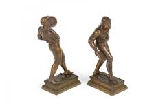 Pair of L Guillemin Bronze Sports Figures - 4657784