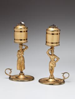 Pair of Lacquered Brass Figural Lard Lamps - 69288