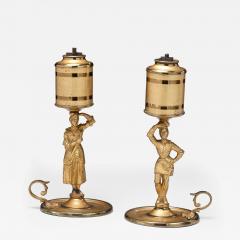 Pair of Lacquered Brass Figural Lard Lamps - 69597