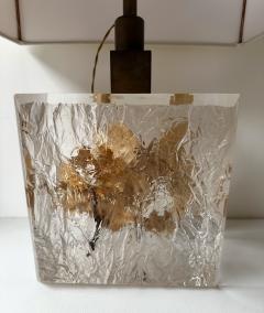 Pair of Lamps Fractal Resin Inclusion Leaves and Brass France 1970s - 4312518