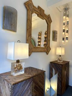 Pair of Lamps Fractal Resin Inclusion Leaves and Brass France 1970s - 4312520