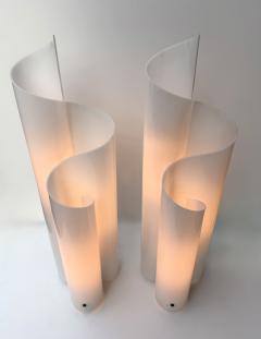 Pair of Lamps Methacrylate White Lucite Leaves Italy 1970s - 4417286
