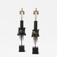 Pair of Large 1907s Brutalist Lamps - 3475294