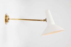 Pair of Large 1950s Giuseppe Ostuni White Articulating Arm Sconces for O Luce - 2057384