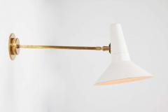 Pair of Large 1950s Giuseppe Ostuni White Articulating Arm Sconces for O Luce - 2057386