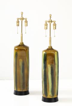 Pair of Large 1960 s Italian Glazed Ceramic Lamps  - 4227598