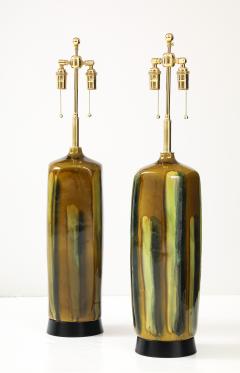 Pair of Large 1960 s Italian Glazed Ceramic Lamps  - 4227599