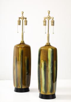 Pair of Large 1960 s Italian Glazed Ceramic Lamps  - 4227601