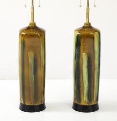 Pair of Large 1960 s Italian Glazed Ceramic Lamps  - 4227602