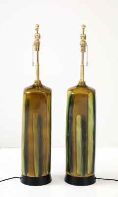 Pair of Large 1960 s Italian Glazed Ceramic Lamps  - 4227606