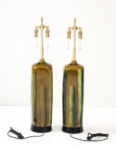 Pair of Large 1960 s Italian Glazed Ceramic Lamps  - 4227607