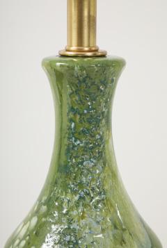Pair of Large 1960s Ceramic Lamps with a Textured Avocado Green Glaze Finish  - 4373859