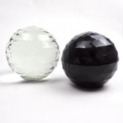 Pair of Large 19th Century Victorian Faceted Cut Glass Ball Paperweights - 2065709