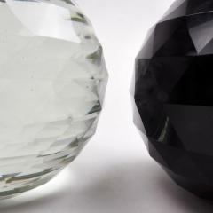 Pair of Large 19th Century Victorian Faceted Cut Glass Ball Paperweights - 2065710