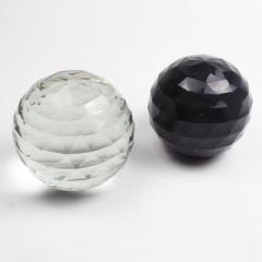 Pair of Large 19th Century Victorian Faceted Cut Glass Ball Paperweights - 2065713