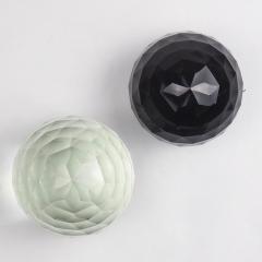 Pair of Large 19th Century Victorian Faceted Cut Glass Ball Paperweights - 2065714