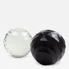 Pair of Large 19th Century Victorian Faceted Cut Glass Ball Paperweights - 2068828