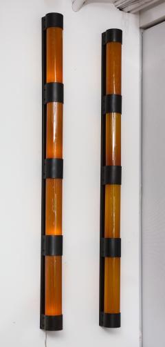 Pair of Large Amber Glass Sconces by Savoy Studios 4 Pairs Available  - 1269895