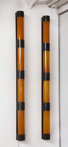 Pair of Large Amber Glass Sconces by Savoy Studios 4 Pairs Available  - 1269896