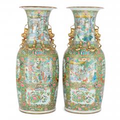 Pair of Large Antique Chinese Canton Famille Rose Porcelain Vases - 4705977