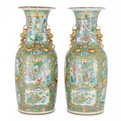 Pair of Large Antique Chinese Canton Famille Rose Porcelain Vases - 4705979