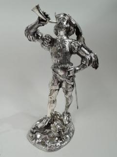 Pair of Large Antique German Silver Renaissance Hunting Figures - 3754045