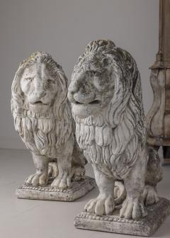 Pair of Large Antique Italian Concrete Lions - 2609960