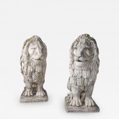 Pair of Large Antique Italian Concrete Lions - 2613576