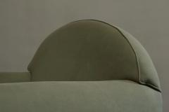 Pair of Large Art Deco Lounge Chairs in Solid Oak and Green Velvet - 4468065