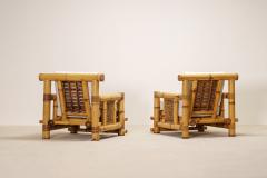 Pair of Large Bamboo Pagode Lounge Armchairs - 4331154