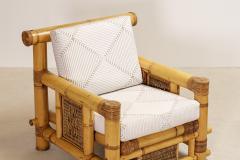 Pair of Large Bamboo Pagode Lounge Armchairs - 4331164