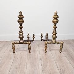 Pair of Large Brass and Iron Andirons circa 1850 - 3290650