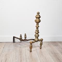 Pair of Large Brass and Iron Andirons circa 1850 - 3290653