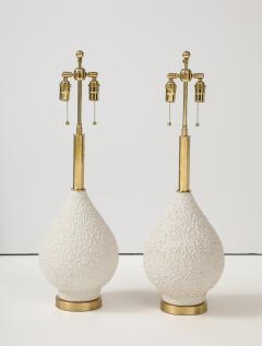 Pair of Large Ceramic Lamps with a Popcorn Textured Finish - 3951181