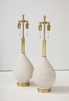 Pair of Large Ceramic Lamps with a Popcorn Textured Finish - 3951182