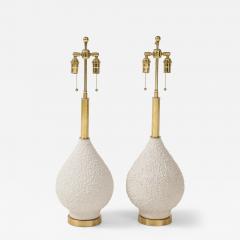 Pair of Large Ceramic Lamps with a Popcorn Textured Finish - 3952559