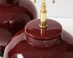 Pair of Large Ceramic Lamps with a Rich Burgundy Glaze finish  - 3084742