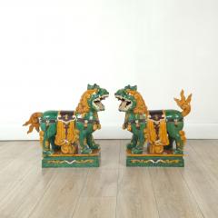 Pair of Large Chinese Sancai Pottery Foo Dogs 20th century or earlier - 4133599