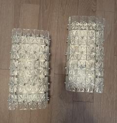 Pair of Large Crystal East German DDR Veb Narva Leuchten Mid Century Wall Lamps - 4446878
