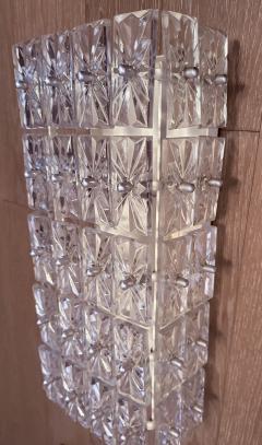 Pair of Large Crystal East German DDR Veb Narva Leuchten Mid Century Wall Lamps - 4446883