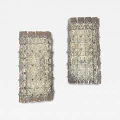 Pair of Large Crystal East German DDR Veb Narva Leuchten Mid Century Wall Lamps - 4447220