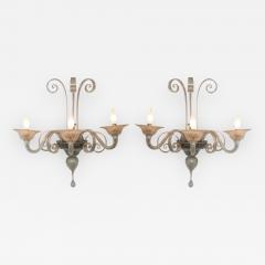 Pair of Large Custom Venetian Iridescent Wall Lights Contemporary - 1129774