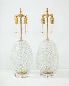 Pair of Large Cut Glass Pineapple Lamps - 1826490